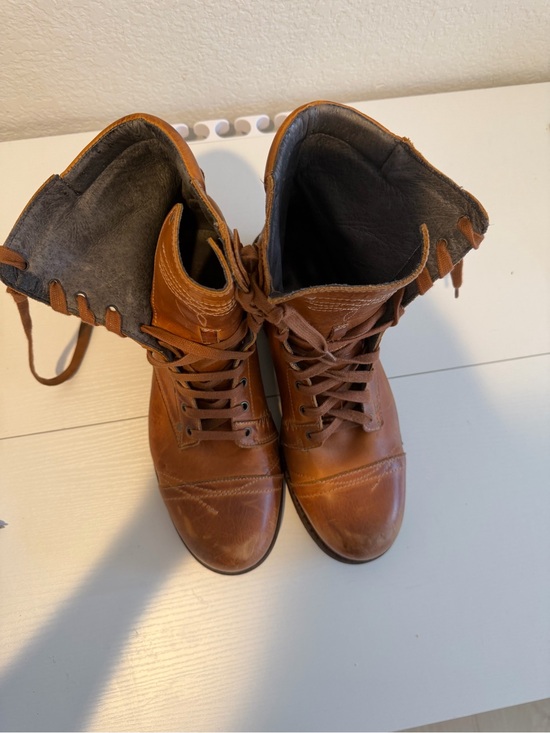 Diesel Brown Leather Lace-Up Work Boots